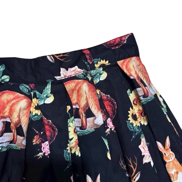 Hell Bunny Vixen Medium Hermeline Woodlands Skirt Fit Flare Animals Rockabilly - Picture 3 of 10